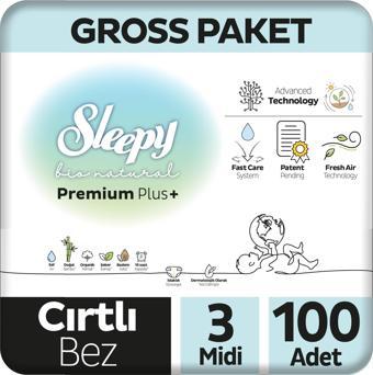 Sleepy Bio Natural Premium Plus Gross Paket Bebek Bezi 3 Numara Midi 100 Adet