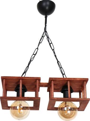Aysem Wood Aysem 2 Li Rustik Ahşap Avize - Salon Aydınlatma