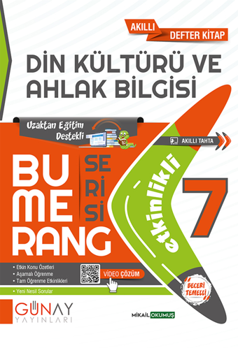 7.Sınıf Bumerang Din Kültürü ve Ahlak Bilgisi Etkinlikli Akıllı Kitap 2022-2023 - Kolektif  - Günay Yayıncılık