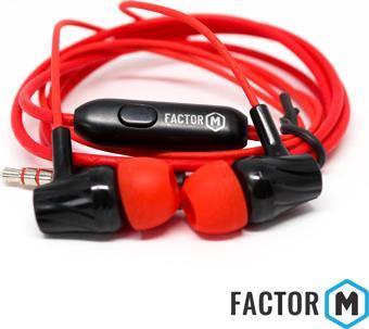 Factor-M FM­03 Kulakiçi Mikrofonlu Kablolu Kulaklık Kırmızı (FM­FM03KK)