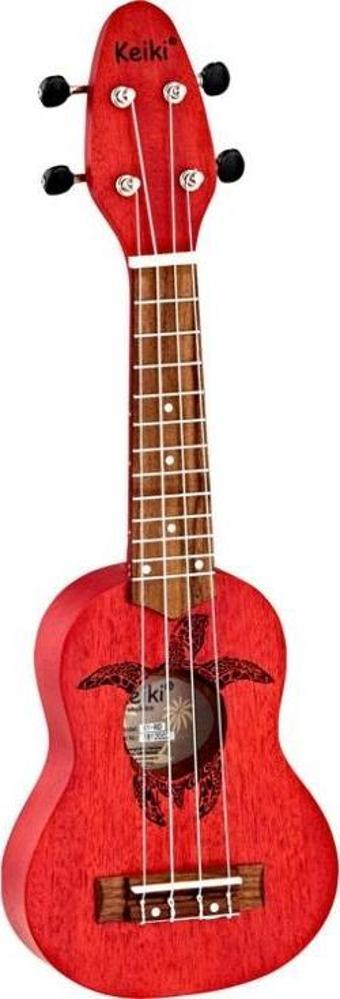 Ortega Keiki Turtle Soprano Ukulele (Fire Red)