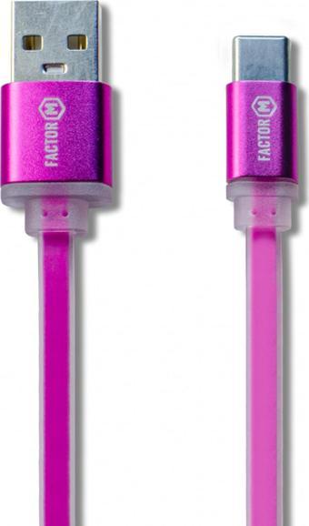 Factor-M Factor M Type-­C Data ve Şarj Kablo 3A 1.20M Pembe ( FM­3A120TPP )