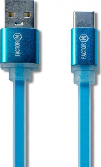 Factor-M Factor M Type-­C Data ve Şarj Kablo 3A 1.20M Mavi­ (FM­3A120TP)