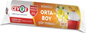 Çevre Büzgülü Çöp Torbası Vanilya Kokulu Orta Boy 10'lu 55 X 60 Cm