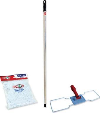 Çevre Temizlik Seti Nemli Mop + Moptel + Metal Sap 120 cm