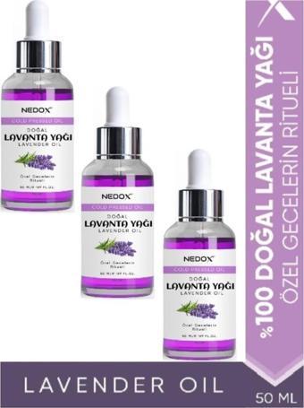 NEDOX Lavanta Yağı 3 ADET %100 Doğal Bitkisel Özel Gecelerin Ritueli Lavender Oil 50 Ml