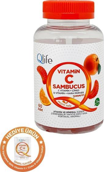 Qlife Vitamin C Sambucus Gummies 60 Çiğnenebilir Tablet