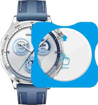 Huawei Watch GT5 46mm Uyumlu Kolay Takılabilir Takma Aparatlı Temperli Cam Ekran Koruyucu