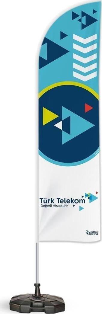 Türk Telekom Temalı Yelken Bayrak Takımı Beyaz 1 Adet