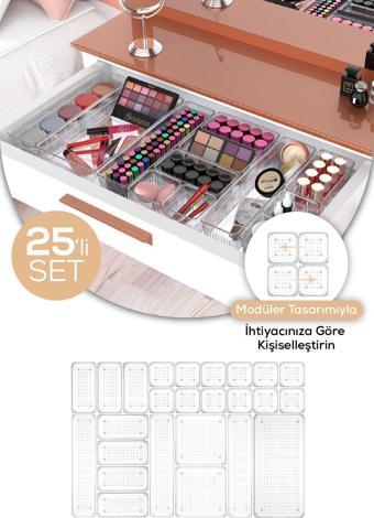25li Çekmece İçi-Dolap İçi Makyaj Takı Aksesuar Düzenleyici Organizer