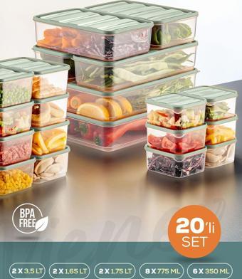 20li Buzdolabı Düzenleyici Organizer Mikrodalgaya Uygun Difriz Saklama Kabı Mint