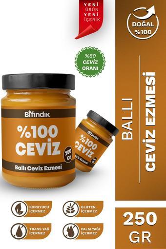 Bi Fındık Ballı Ceviz Ezmesi Katkısız Taze Çekim Doğal Sürülebilir Kahvaltılık %80 Ceviz Ezmesi 250 Gram