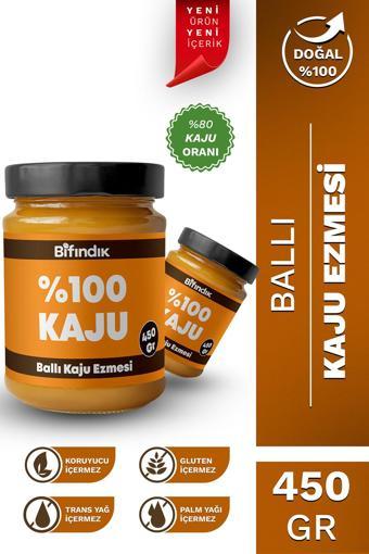 Bi Fındık Ballı Kaju Ezmesi Katkısız Taze Çekim Doğal Sürülebilir Kahvaltılık %80 Kaju Ezmesi 450 Gram