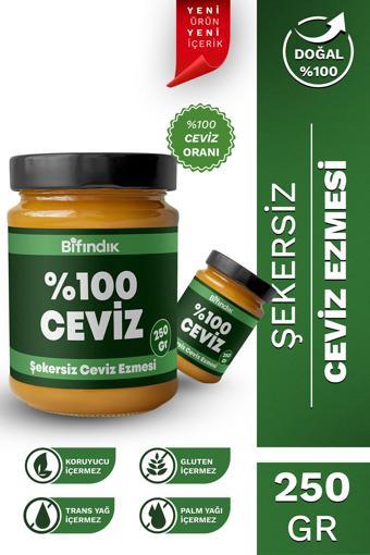 Bi Fındık Şekersiz Ceviz Ezmesi Katkısız Taze Çekim Doğal Sürülebilir Kahvaltılık %100 Ceviz Ezmesi 250 Gram