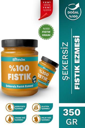 Bi Fındık Şekersiz Fıstık Ezmesi Katkısız Taze Çekim Doğal Sürülebilir Kahvaltılık %100 Fıstık Ezmesi 350 Gram