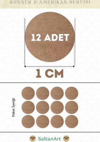 1 cm Çap 12 Adet Supla Amerikan Servis Runner MDF Duralit Magnet Altı Ahşap 3 mm (2,7 mm) Kalınlık