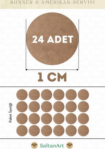 1 cm Çap 24 Adet Supla Amerikan Servis Runner MDF Duralit Magnet Altı Ahşap 3 mm (2,7 mm) Kalınlık