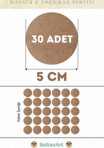 5 cm Çap 30 Adet Supla Amerikan Servis Runner MDF Duralit Magnet Altı Ahşap 3 mm (2,7 mm) Kalınlık