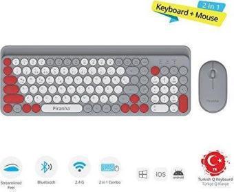 Piranha 2381 Bluetooth Klavye ve Mouse Seti Gri