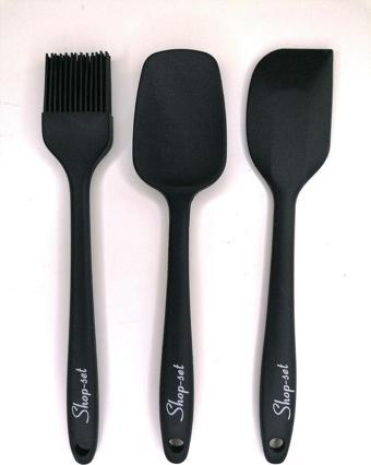 Shopset Isıya Dayanıklı Yanmaz Yapışmaz Silikon Spatula Seti 3 Parça Spa-Siyah-3 - 21