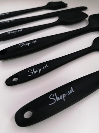 Shopset Isıya Dayanıklı Yanmaz Yapışmaz Silikon Spatula Seti 6 Parça - Siyah