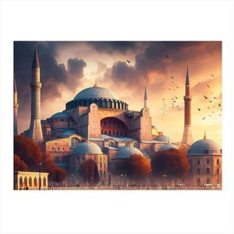 Ekart Cami Manzarası Desenli Ahşap Tablo 35 cm x 50 cm