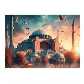 Ekart Cami Manzarası Tasarım Ahşap Tablo 35 cm x 50 cm