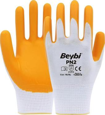 Beybi Pn2 Nitril Poli Beyaz Sarı Eldiven 10 