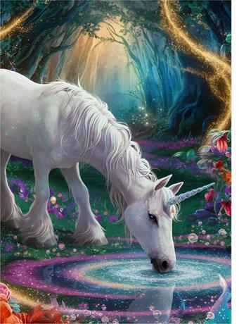 Ekart Su İçen Unicorn Tasarım Ahşap Tablo 25 cm x 35 cm