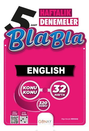 5.Sınıf 32 Haftalık Bla Bla İngilizce Denemeleri - Kolektif  - Günay Yayıncılık