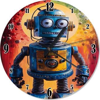 Ekart Sevimli Robot Baskılı Duvar Saati
