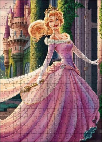 Ekart Ahşap Mdf Puzzle Yapboz Pembe kıyafetli prenses ve asası 255 Parça 35 x 50 cm