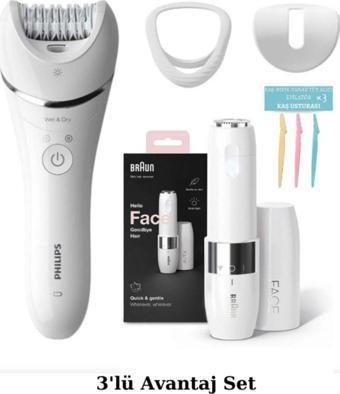 Philips 8000 Serisi Islak/Kuru Epilasyon Aleti Cihazı - Braun Mini Tüy Alma Makinesi - Kaş Usturası 