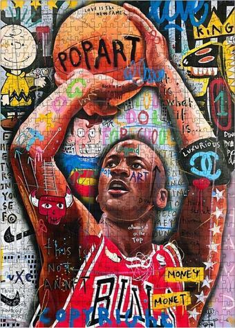 Ekart Ahşap Mdf Puzzle Yapboz Pop Art Basketbolcu 500 Parça 50 x 70 cm