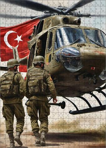 Ekart Ahşap Mdf Puzzle Yapboz Helikoptere Binen Türk Askerleri 500 Parça 50 x 70 cm