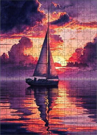 Ekart Ahşap Mdf Puzzle Yapboz Gün Batımı Ve Yelkenli 255 Parça 35 x 50 cm