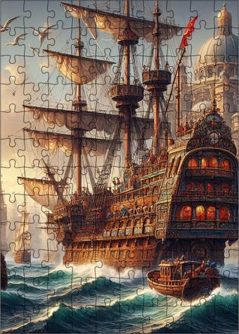 Ekart Ahşap Mdf Puzzle Yapboz Osmanlı Donanması Kadırga 120 Parça 25 x 35 cm