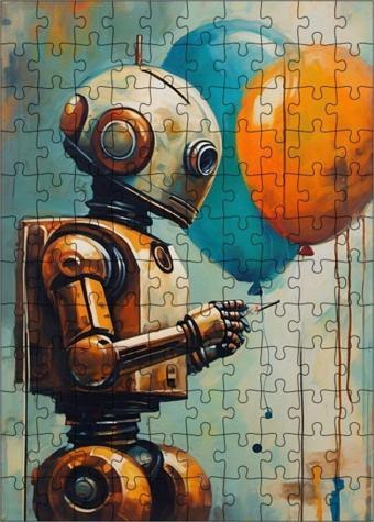 Ekart Ahşap Mdf Puzzle Yapboz Uçan Balonlar Ve Robot 120 Parça 25 x 35 cm