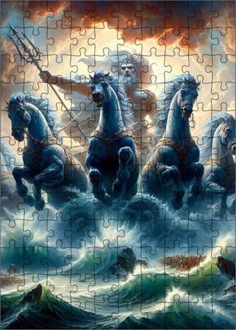 Ekart Ahşap Mdf Puzzle Yapboz Zeus Ve Atlar 120 Parça 25 x 35 cm