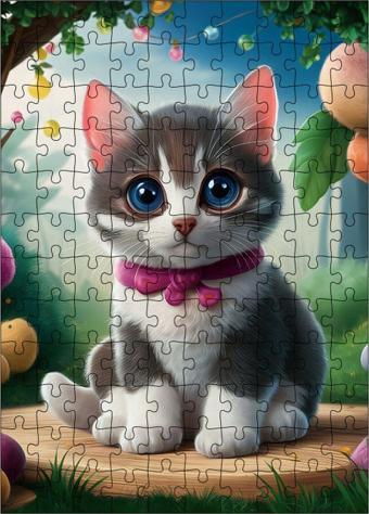 Ekart Ahşap Mdf Puzzle Yapboz sevimli yavru kedi 120 Parça 25 x 35 cm