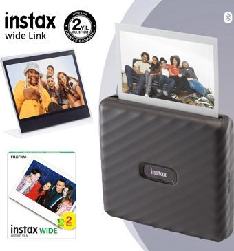 Instax Wide Link Gri Yazıcı 20li Film ve Pleksi Çerçeve