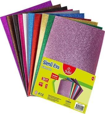 Bu-Bu Eva Simli Yapışkanlı 20x30 Cm 10 Renk Yapışkanlı Simli Eva