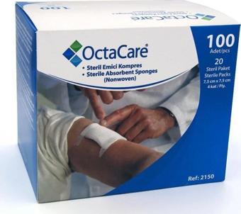 Octacare 7,5 cm*7,5 cm Steril Emici Kompres Nonwoven 100'lü Kutu