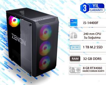 ZENON GAMING PRO ZG-122-2 i5-14400F 32GB 1TB SSD 8gb RTX4060 DOS Masaüstü PC (3 Yıl Garanti) Wifi + BT