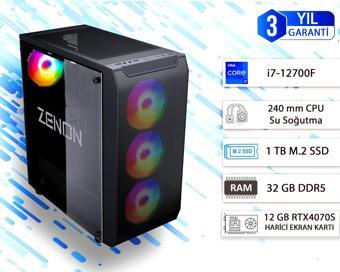 ZENON GAMING PRO ZG-128 i7-12700F 32GB 1TB SSD 12GB RTX4070S DOS Masaüstü PC (3 Yıl Garanti) Wifi + BT