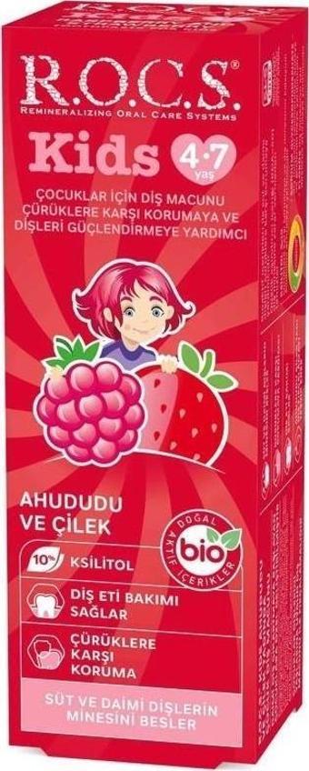 Rocs Kids 4-7 Yaş Yaz Esintisi Ahududu Çilek Tadında Çocuk Diş Macunu 35 Ml