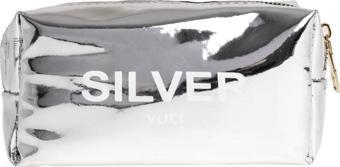 Vuki Aynalı Şeffaf Fermuarlı Kalem Kutu Silver VK-0117-01