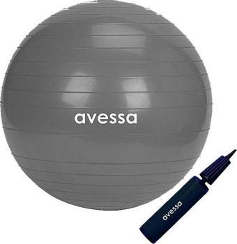 Avessa Pilates Topu 55 cm Gri Pompalı 