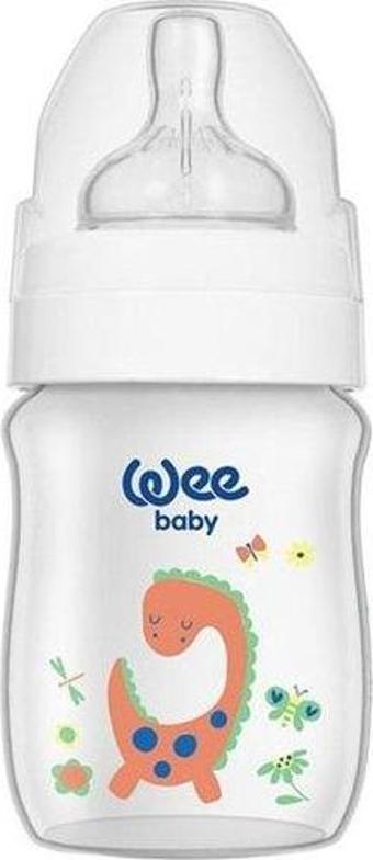 Wee Baby Klasik Plus Geniş Ağızlı PP Biberon 150 ml - Beyaz Dinozor