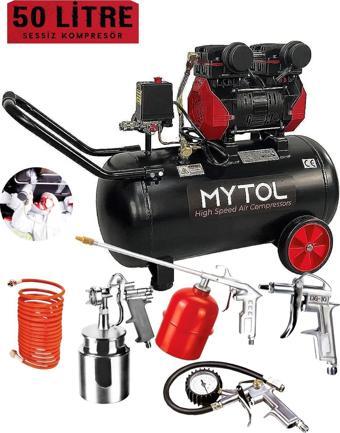 ROWERMAX MYTOL 50 LT 1,5 HP YÜKSEK HIZLI SESSİZ YAĞSIZ HAVA KOMPRESÖRÜ 5'Lİ HAVALI SET